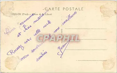 OULON (Var) — Place de Liberté — wydawca Corbin & Bacon — Rewers