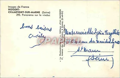 Nogent-sur-Marne — Panorama sobre o viaduto — Éditions d'Art Raymond — Verso