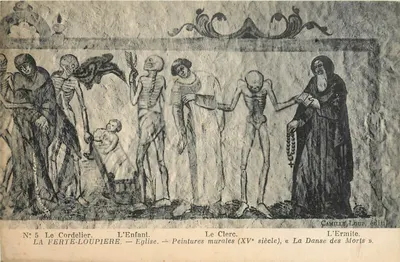 La Ferte-Loupière — A Igreja — Pinturas murais (século XV), «A Dança dos Mortos» — Camille Loup, editor
