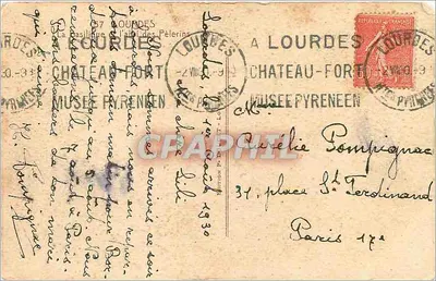 Lourdes — Zamek i bazylika — wydawca Dorice — Rewers