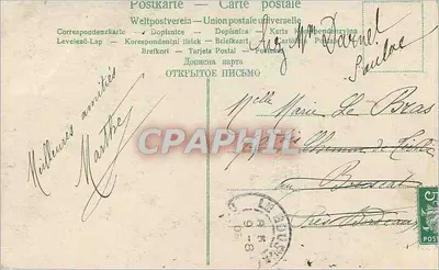 Jovem mulher com coroa de flores — carta postal — editor não visível — Verso