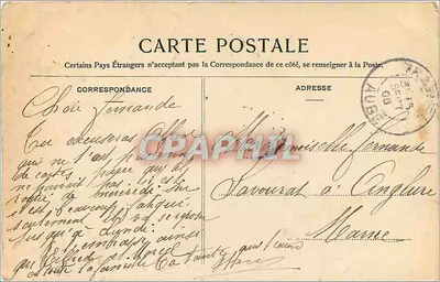 Pałac w Fontainebleau — Widok na ogród Diane — wydawca T. F. n° 473 — Rewers