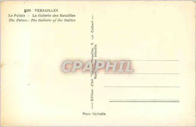 Versailles — A Galeria das Batalhas — Edições de Arte 'Lys' — Verso