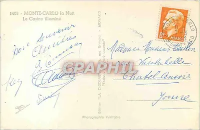 Kasyno w Monte-Carlo — W nocy — Wydawnictwo 'La Cigogne' — Rewers