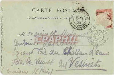 Stara pocztówka Arcachon La Chapelle Algerienne — Rewers