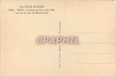 Nice - A entrada do porto e a cidade vista da estrada de Monte-Carlo — Editor L. Lœl, Nice — Verso