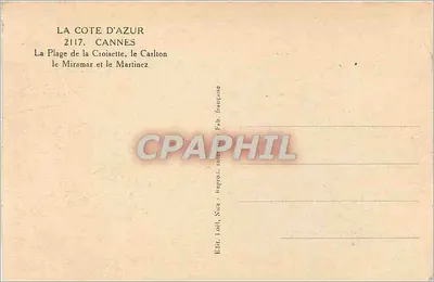 Cannes — Plaża Croisette, Carlton, Miramar i Martinez — Rewers
