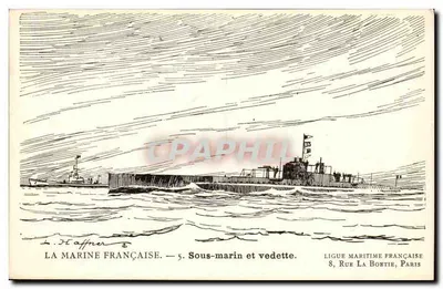 A Marinha Francesa — 5. Submarino e lancha — Ligue Maritime Francesa, 8, rue La Boétie, Paris