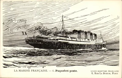 A Marinha Francesa — 6. Navio postal — Ligue Maritime Française, 8, Rue La Boetie, Paris