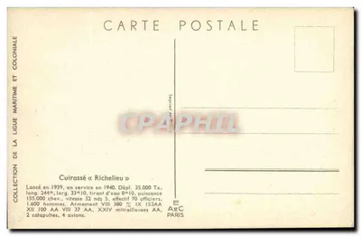 Cacciatorpediniere « Richelieu » — illustrazione — L. Hauffner — Verso