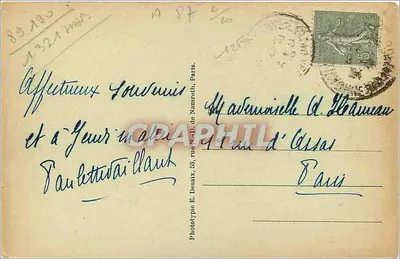 Villeneuve-l'Archevêque (Yonne) — A Praça e a Igreja — Édit. Fragon — Verso