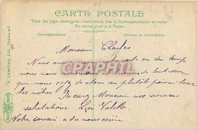 Chalon-sur-Saône — Hotel de Ville — E. Lemoine, n°2964 — Verso