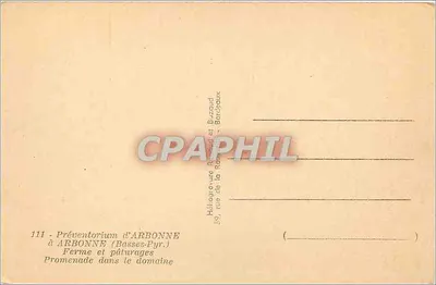 Préventorium d'Arbonne — Fazenda e pastos — Héliogravure Bazard e Bazard - Bordeaux — Verso