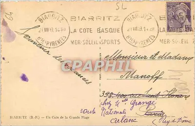 Biarritz — Pobrzeże Basque — Fotografia Grande Plage — Rewers