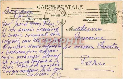 Kościół św. Krzyża — Bordeaux — Wydawca: A.P. C. Intendance Bordeaux — Rewers