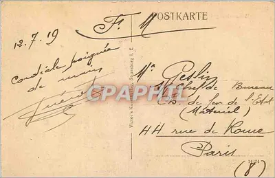 Strasbourg i. E. Kleberplatz — uitzicht van het plein met de kathedraal — uitgever Victor's Kamerling — Achterkant