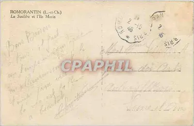 Romorantin (Loir-et-Cher) — A Sâuldre e a Ilha Marin — editor não identificado — Verso