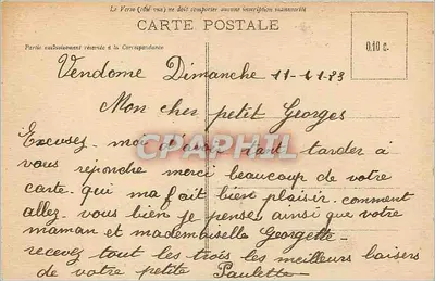 Vendôme — Widok na Hotel de Ville — Papin & H. Courtois, Wydawcy — Rewers