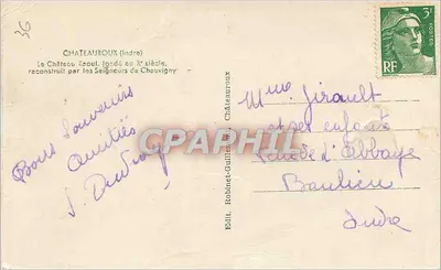 Bilhete postal antigo Chateauroux Indre Le Chateau — Verso