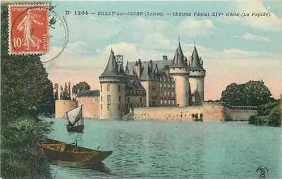 Sully-sur-Loire — Castelo Feudal do Século XIV (A Fachada) — N° 1204 — Editor: J. L. Marcellin