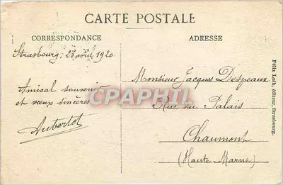Strasbourg — Widok z placu Brant — Wydawca Luth, Strasbourg — Rewers