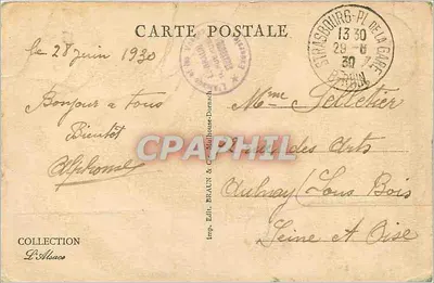 Strasbourg — The Bridge of Kehl — publisher Braun & Cie, n° 867 — Back