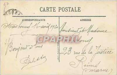 Strasburg — Pałac Komisarza Generalnego Alsacji-Lotarynii — wydawca Levy Fils, nr 11 — Rewers