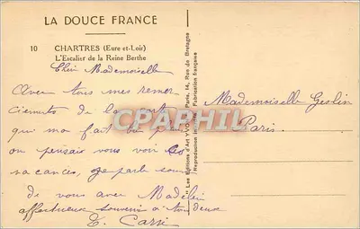 Chartres (Eure-et-Loir) — Schody Królowej Berthy — Wydawnictwo Art V.O. Paryż — Rewers