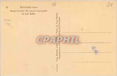Bourges (Cher) — Statua Louisa XI, zgrabna praca Jana Baffiera — Wydawnictwo Sztuki 'WON', Paryż — Rewers