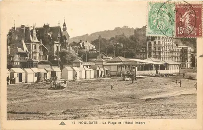 Houlgate - A Praia e o Hotel Imbert — Bilhete postal antigo n°17, editor Bilhete postal antigo