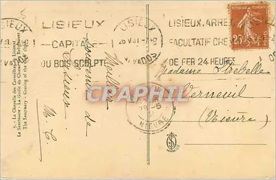 A Capela das Carmelitas de Lisieux — Santuário da Madeira Esculpira — Editor: V. V. (Lisieux) — Verso