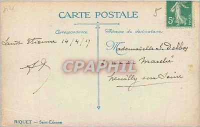 Saint-Étienne — Panorama do Cours Devrin-Bauchard — Riquet — Verso