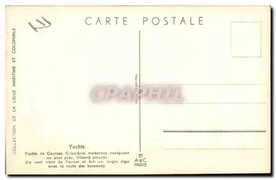 Yates de Corrida e Cruzeiros Modernos — Coleção da Liga Marítima e Colonial — Editor AEC Paris — Verso