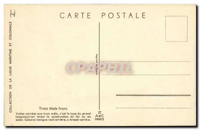 Navio de três mastros — tipo grande longo-caminho antes do ferro — Ligue Maritime et Coloniale — Verso
