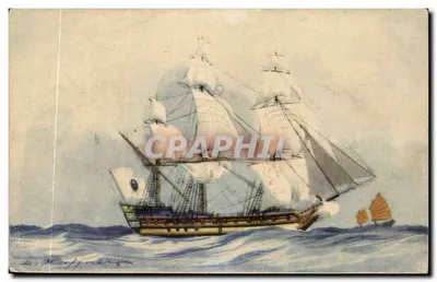 Navio da Companhia das Índias Orientais — Coleção da Liga Marítima e Colonial — Impresso na França