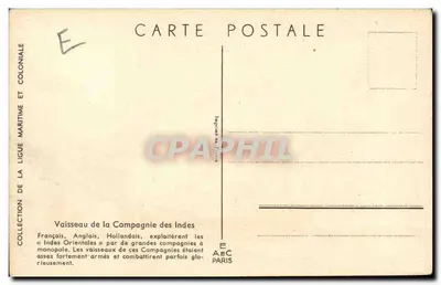 Navio da Companhia das Índias Orientais — Coleção da Liga Marítima e Colonial — Impresso na França — Verso