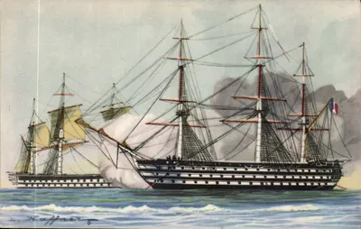 Batalha naval a embossagem — Navios da Restauração — L. Haffner