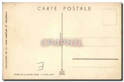 Yates da grande classe "au plus près" — Coleção da Liga Marítima e Colonial — Impressora E.A.E.C. Paris — Verso