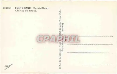 Zamek Pinacle — Cigogne — Wyd. « La Cigogne », Pontgibaud (Puy-de-Dôme) — Rewers