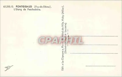Cygień — Jezioro Peschadoire w Pontgibaud (Puy-de-Dôme) — Wyd. « La Cigogne » — Rewers