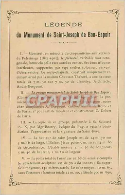 Estátua de São José — Jubileu 1910 — Bon-Espoir — Verso