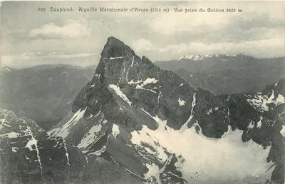 Aiguille Méridionale d'Arves (3513 m) — Vista tirada do Goléon (3423 m) — Papeterie des Alpes, Eug. Robert, Grenoble, n° 840