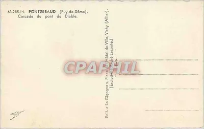 Spadzista mostu Diabła — Pontgibaud (Puy-de-Dôme) — Wydawnictwo « La Cigogne » — Rewers