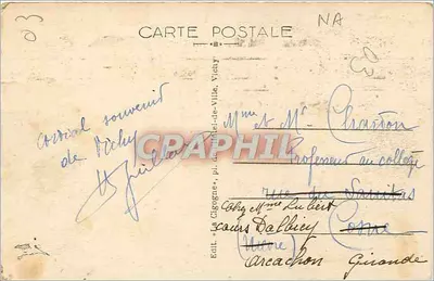 Vichy — Park der Célestins — Uitgever: J. Guillot, plein du Châtelet-de-Ville, Vichy — Achterkant