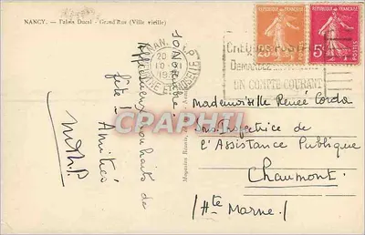 Nancy — Palácio Ducal - Grand Rue (Cidade Velha) — Magasins Rants, n° 19 — Verso