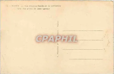 Nancy — Rue Maurice-Barrès i Katedra — Jedna z krat Jean Lamour — Rewers