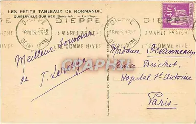 Uitzicht op de strand van Quiberville-sur-Mer — De Kleine Tafels van Normandië — Uitgaven Mona — Achterkant