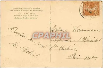 Carteret — Skaliste wybrzeże i plaża przy niskiej mierze — Le Gubly — Rewers