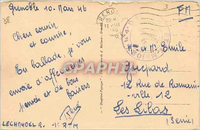 Grenoble — Ogólny widok i rzeka Moucheterotte — Dauphinal d'Agay — Rewers