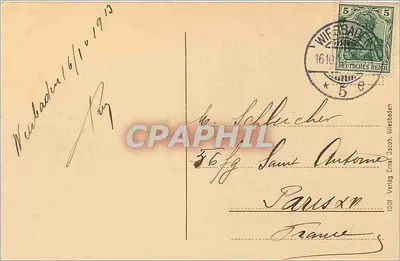 Wiesbaden — Pełny widok z Neroberg — Verlag Ernst Jacob Wiesbaden — Rewers